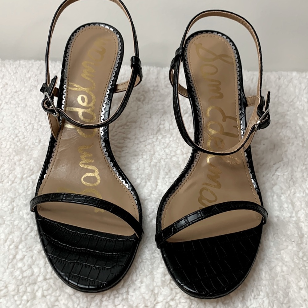 SOLD!NWT Sam Edelman Dara Stiletto in black or brown croc embossed leather 9.5 M